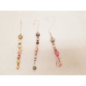 Three pink silver and white Christmas icicle ornaments c23